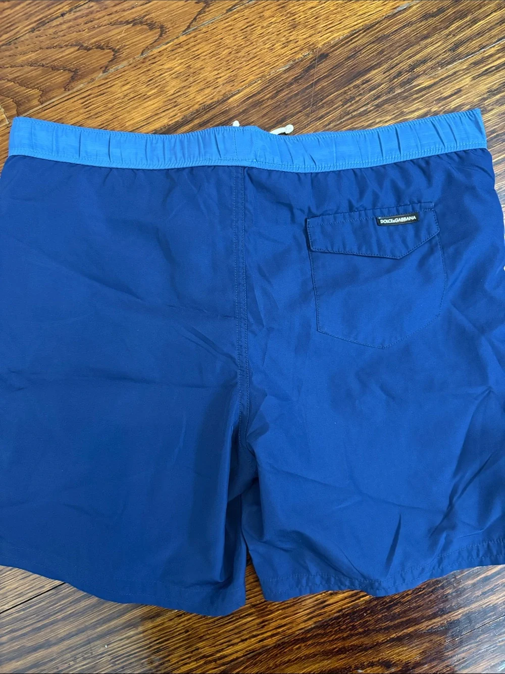 Dolce & Gabbana Blue and White Mesh-Lined Swim Shorts